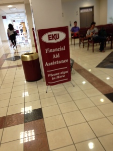 On the second floor of the Whitlock Building you can find the financial aid assistance. Most people will probably visit this place at least one time while they are in college. It requires a sign in because there is usually a wait to speak with someone about your financial needs.